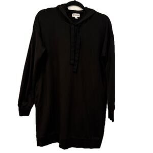 The Drop Hooded Sweatshirt Dress Womens Medium Black Long Sleeve Knee Length